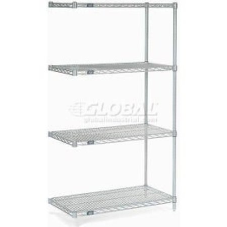 GLOBAL EQUIPMENT Nexelate    Silver Epoxy Wire Shelving Add-On 36"W x 30"D x 86"H A30368EP